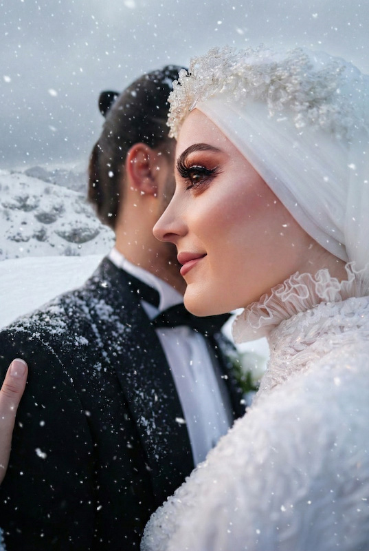 Kapadokya düğün fotoğraf çekimi kış atmosferi 