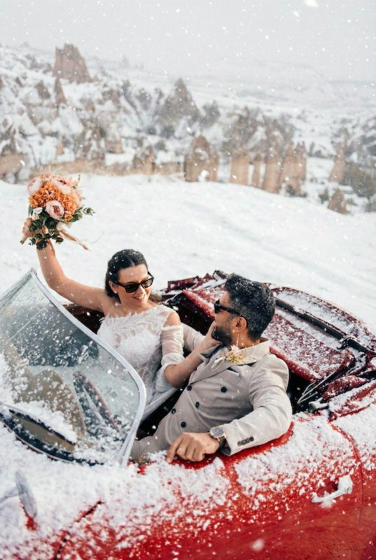 kapadokya kış sokak düğün fotoğrafları 