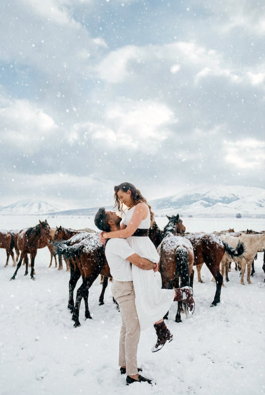 Kapadokya düğün fotoğraf çekimi kış atmosferi 