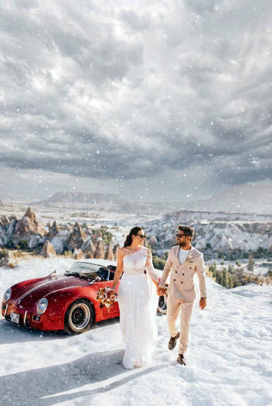 kapadokya kış düğün hikayesi an fotoğrafı